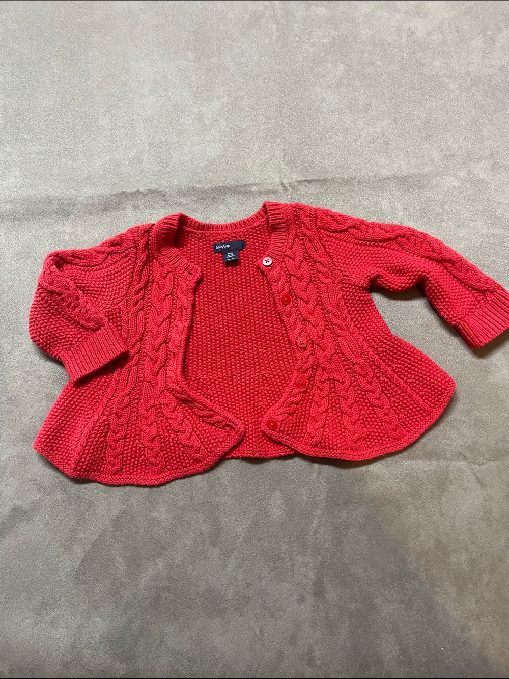 GAP Bright Red Cable-Knit Peplum Cardigan